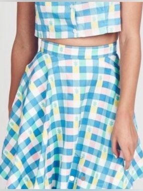 Lazy Oaf Gingham Pineapple Skater Circle Skirt